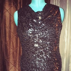 Black Calvin Klein sequin shirt size medium, sweater back